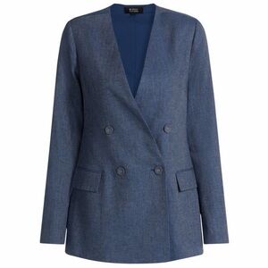 If Only Studio Women's Double-Breasted Blazer - Blue - SZ 4 NWT